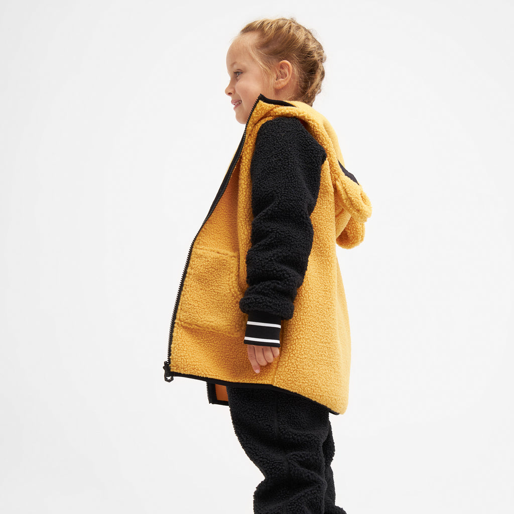Fleece jacket TEDDY in golden brown with teddy bear ears on the hood –  WeeDo funwear GmbH