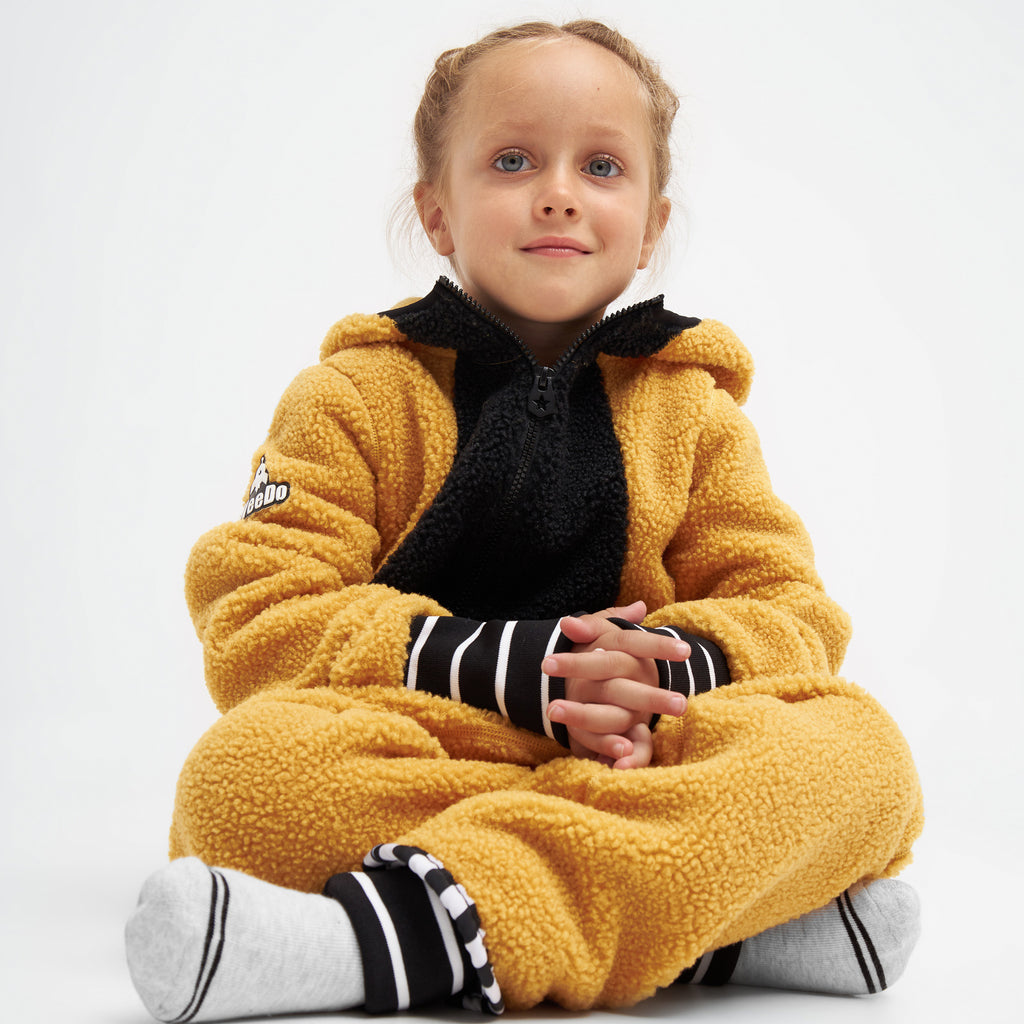 TEDDY FLEECE jumpsuit in funwear with GmbH black WeeDo brown ears – golden
